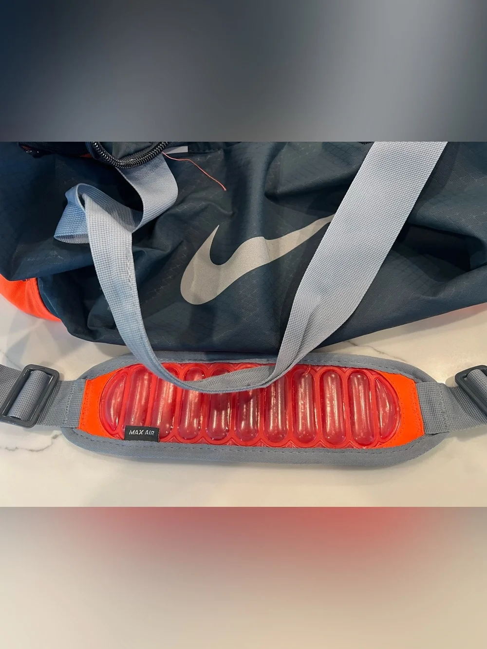 Nike Mens Steel grey and Neon Orange Sports Duffel Bag with Gray Straps